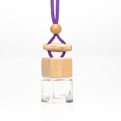 8ml square car fragrance bottle with wooden cap 