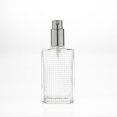 Custom Design Square Shaped Crystal Glass Spray Bottles 50ml Refillable Perfume Oil Bottle Wholesale
