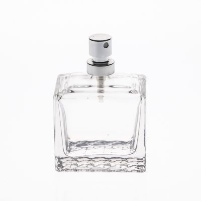 50 ml Clear Square Shaped Crystal Glass Perfume Spray Bottle With Screw Spray Pump Lid