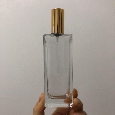 In stock ready to ship Slim high square crystal glass Perfume bottle with aluminum cap