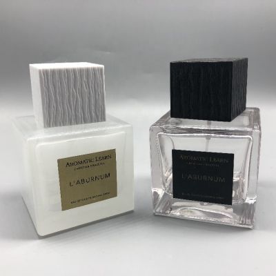 100ml square cap empty frosted glass perfume bottle
