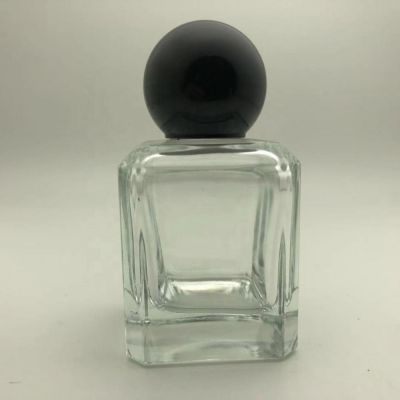 Black round top cap square 50ml perfume glass bottle