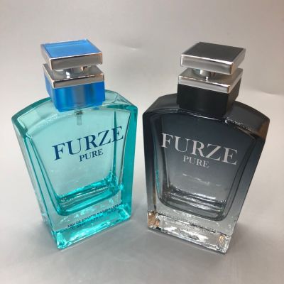 luxury blue shade color painting logo customized empty 50ml perfume bottle