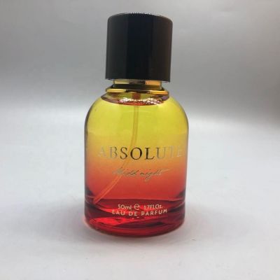 50ml custom multi colored gold foiling round perfume glass bottle 
