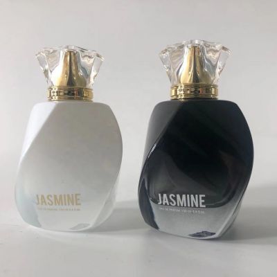 Unique design black white custom logo luxury 100ml women perfume glass spray bottle