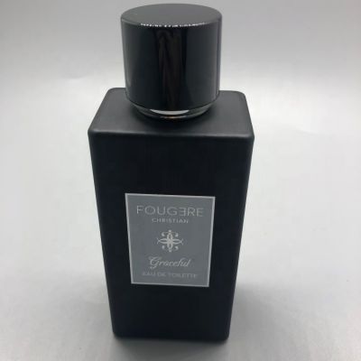 Luxury matt black square glass perfume bottles