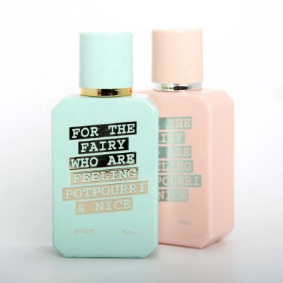 square shape empty perfume spray bottles female colored pink perfume bottle 50ml 
