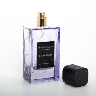 square glass bottle with dimond patten back design 50ml 1.7fl oz colored perfume spray bottles cap 