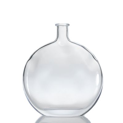 European Style 540ml Empty Flat Round Crystal Glass Decorative Glass Vase 