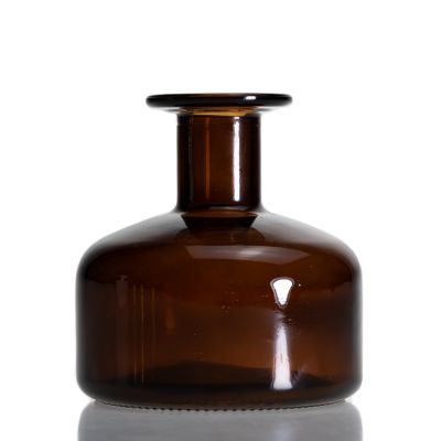 Amber Color 300ml Fragrance Bottle Long Neck Glass Reed Diffuser Bottle Empty 