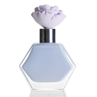 Online Supplier Glass Diffuser Bottle Blue Color Reed Diffuser Bottle With Gypsum Flowers