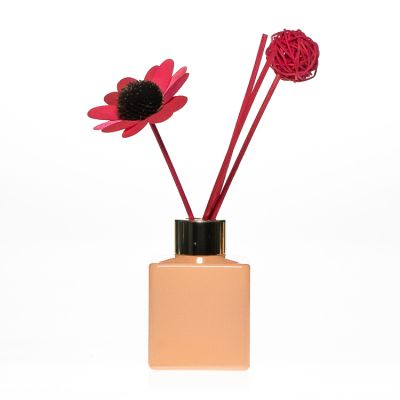 Orange Color Reed Diffuser Bottle 100 ml Glass Flower Vase For Decoration
