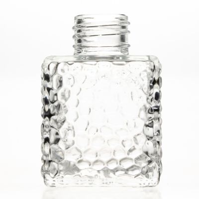 Engraving Cosmetic Bottle Crystal 50 ml Square Fragrance Perfume Bottle Glass Reed Diffuser Bottle with Lids