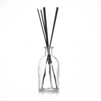 250ml popular round column shape high clear reed diffuser glass bottle with glass stopper