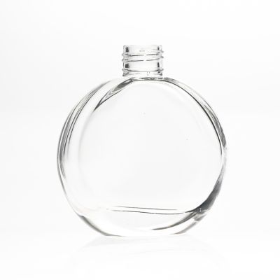 Flat Round Clear Empty 50 ml Perfume Bottles Aroma Glass Reed Diffuser Bottles with Screw Lids