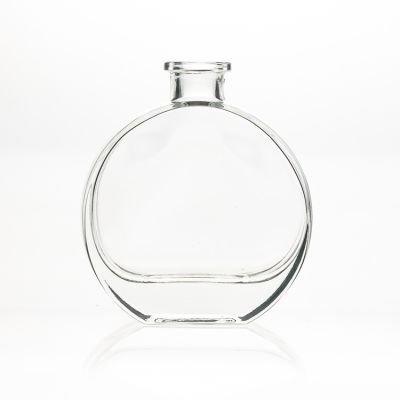 Flat Round Cosmetic Packaging Container 100 ml Diffuser Bottle Empty Women Glass Perfume Bottle