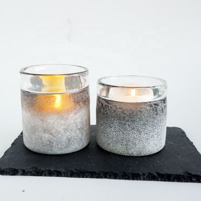 Wholesale 8oz 10ml handmade grey sandblasted glass candle tumbler jar for candle wax