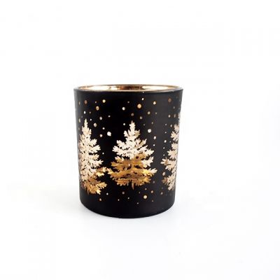 Custom OEM Glass Electroplated Laser Engraved Candle Jars black candle holders 200ml Wholesale
