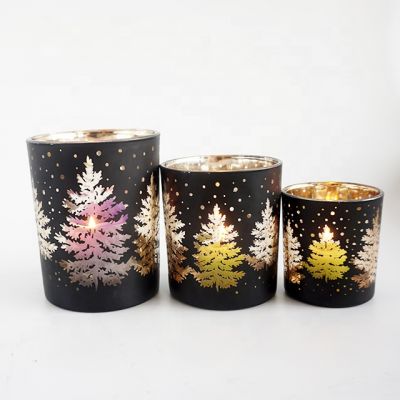 6oz 12oz 20oz Hot sale matte black popular laser cut glass candle containers with gold rose gold silver ceramic lids