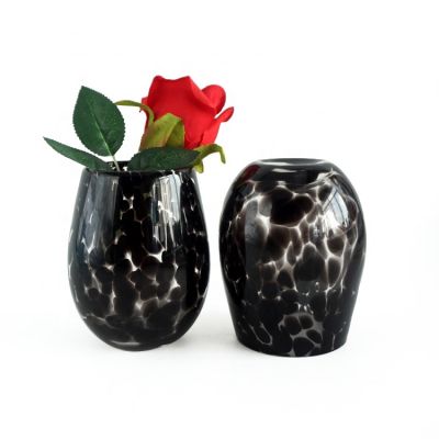 wholesale egg shape leopard handmade black amber tortoise candle jars for making candle 14oz 15oz 16oz with black gift box