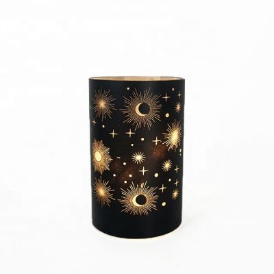 Luxury Flat Bottom Black Glass LED Candle Jars