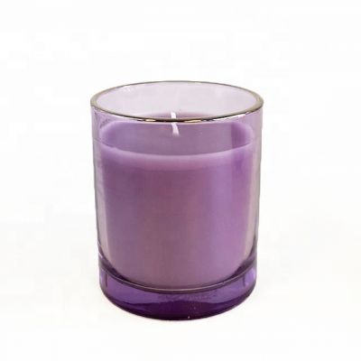 purple candle jar with scented soy wax glass candle holder