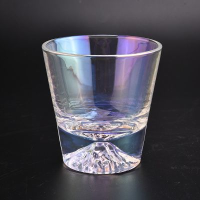 luxury glass candle container, unique iridescent glass candle vessel
