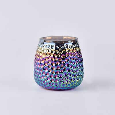 Luxury Scented empty iridescent electroplating Glass Candle Jars