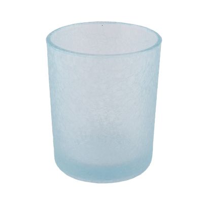350ML Popular frozen outside and spray translucent silver inside cylinder wholesale glass candle holder