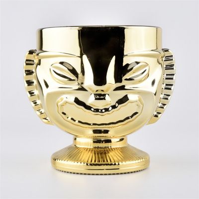 Shiny Gold Plated Tiki Glass Candle Holders
