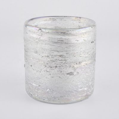 design glossy silver decorative glass candle holders