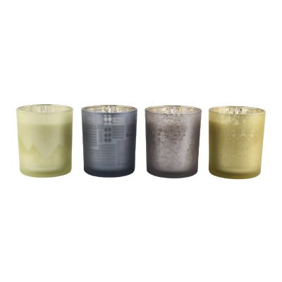 frosted glass candle vessels, 12 oz cylinder glass candle holders for home decor