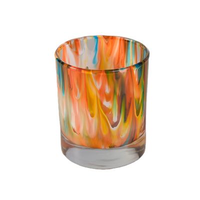 Colorful cylinder glass votive holder candle jars for home accessories