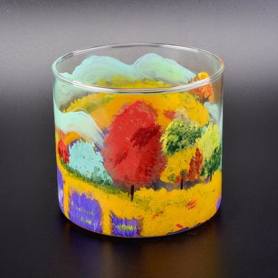 home decoration hand painted clear large glass for candle jars