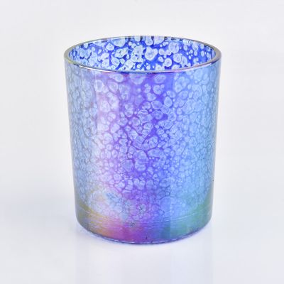 blue purple effect candle holder, colorful glass candle jar