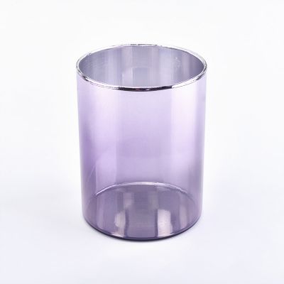 purple translucent glass candle holder, 8 oz glass candle vessel