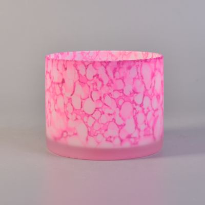 Unique frosted custom color painted glass candle jars wholesale