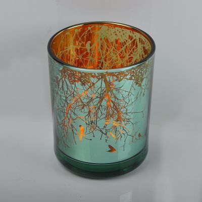 395ml Laser Engraving Tree Branch Electroplate Gllass Candle Holder