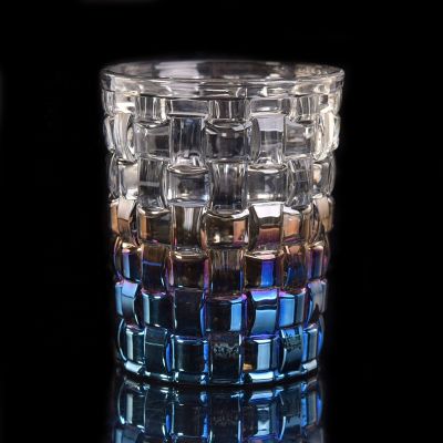 Wholesale Embossed Pattern Holographic Glass Candle Holder