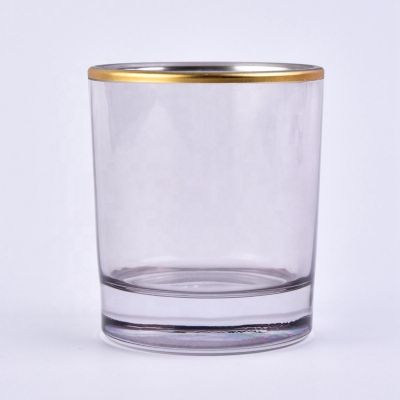 gold rim luxury thick glass candle jar
