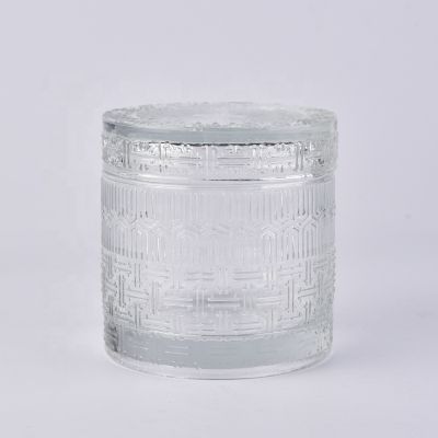 Clear glass candle jars with lid for home decor