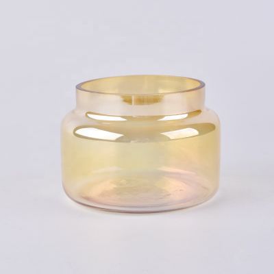 Golden glass candle containers for home decoration