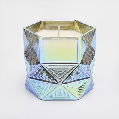 10oz Luxury Hexagon empty glass candle jar home decoration