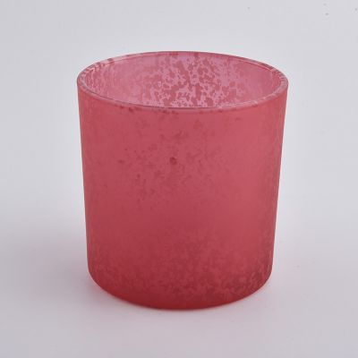 red empty glass candle vessel, decorative glass candle jar 15 oz