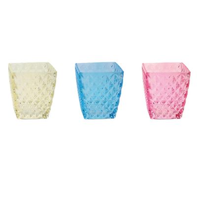 2020 Best fashion decoration colored glass candle holder jar square shape glass candle cup