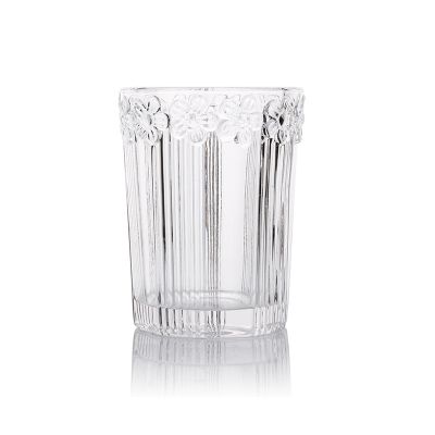 2021 hot sale clear cylinder glass candle jar with wooden lid