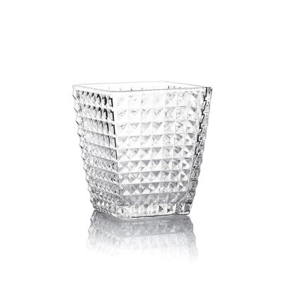 Hot selling square glass candle holder glass candle jar