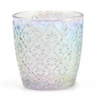 wholesale iridescent pure color Good quality and candle jar with lid custom fine candle jar