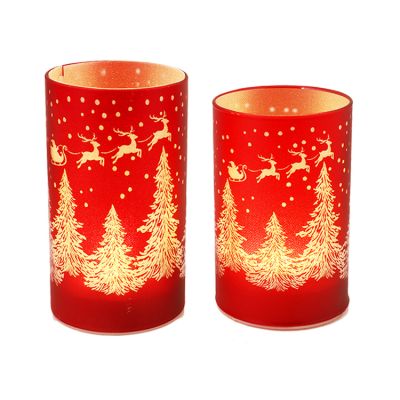 2020 new design Christmas theme frosted glass candle holder candle container