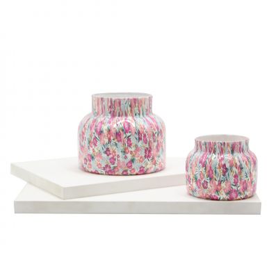 Luxury spring flower candle vessels glass jars for candle making
